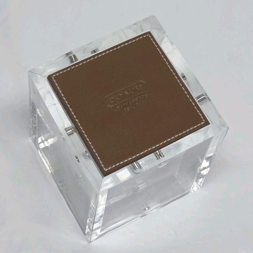 Vintage COACH Leatherware Magnetic Acrylic Photo Cube Holds 4 Pictures